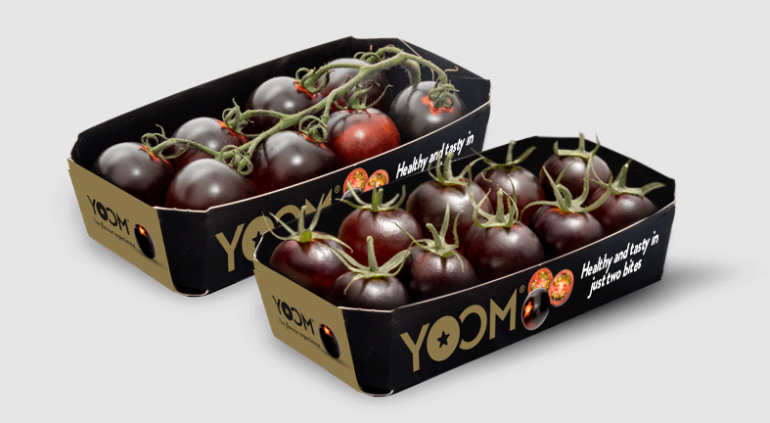 Cajas de cartón para presentar los tomates Yoom premio oro en FLIA 2020