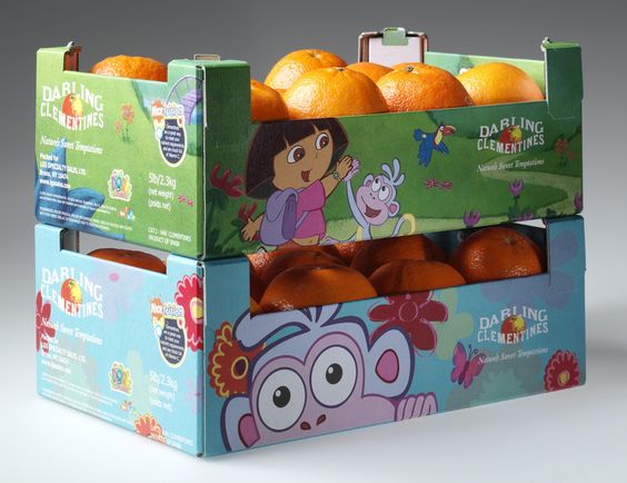 diseño grafico con licencias de personajes para frutas packium